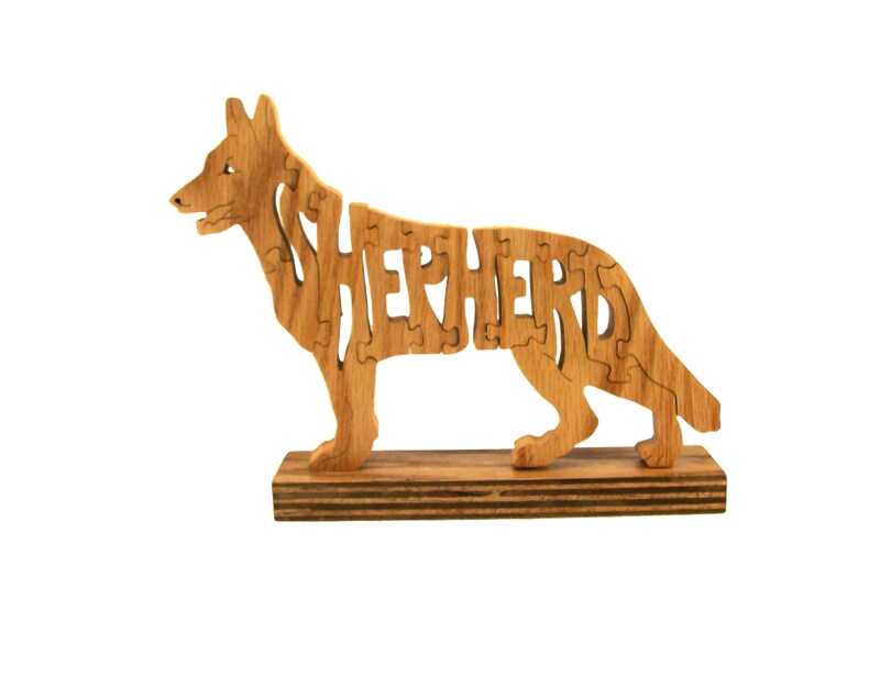wooden shepherd dog puzzle, German shepherd dog puzzle, wooden
